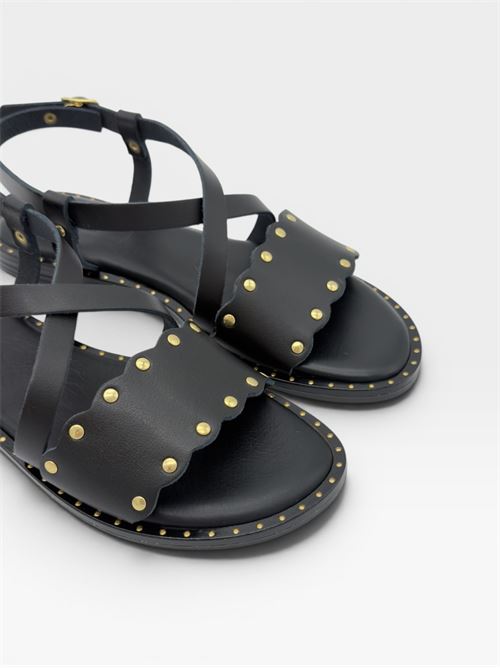 Sandali neri con borchie e cinturino da donna IL LACCIO | 26031PELLENERO